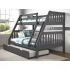 Twin&Full Mission Dark Grey Bunkbed with Trundle
