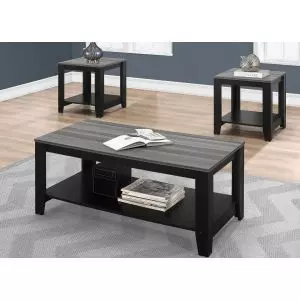 Black w&Grey Top 3-Piece Table Set 