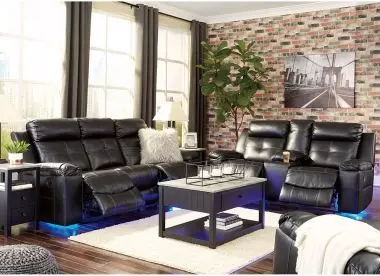 Kempten Black Double Reclining Sofa & Loveseat