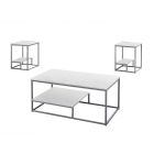 White&Silver Shelf 3-Piece Table Set