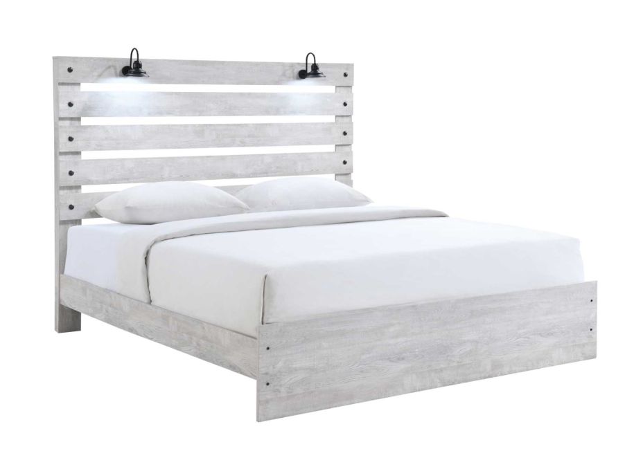 Derby Rustic White King Bed Beds Surplus Furniture