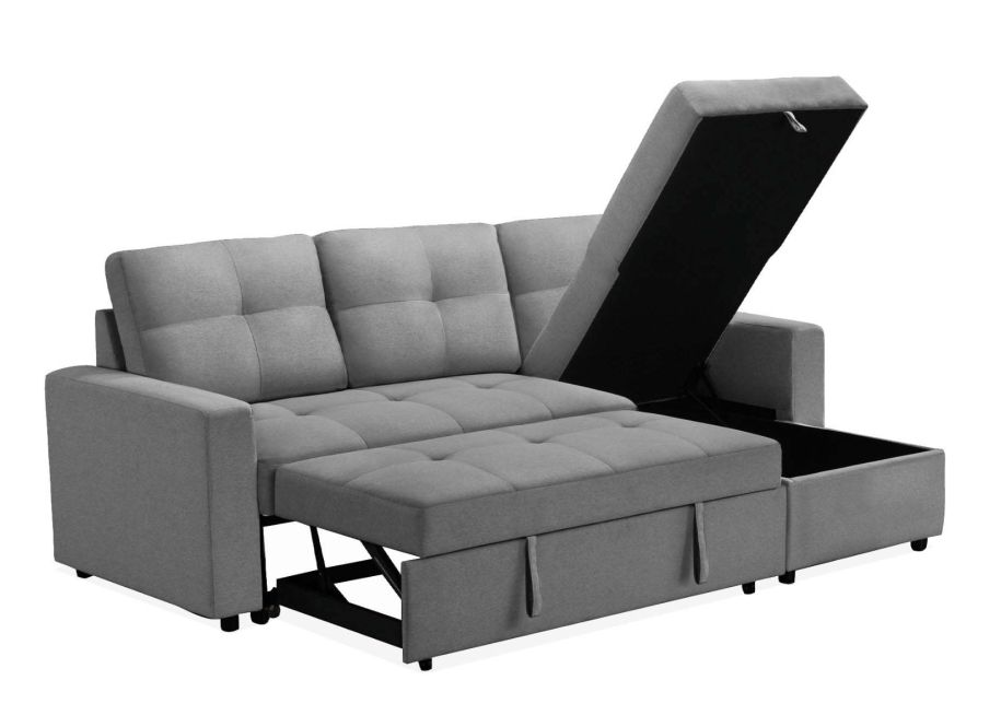Stone Grey Storage Sleeper Sectional - Stylish & Functional
