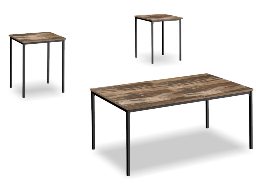 Brown and Metal 3Piece Table Set Coffee Table Set Surplus Furniture