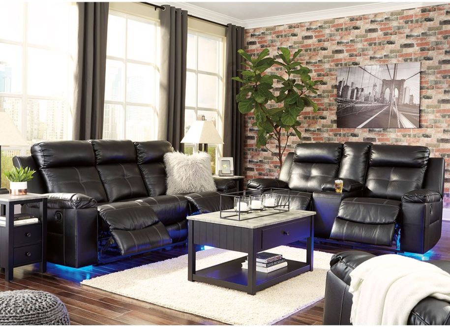 Kempton Black Double Motion Sofa and Loveseat Motion Sofa Sets