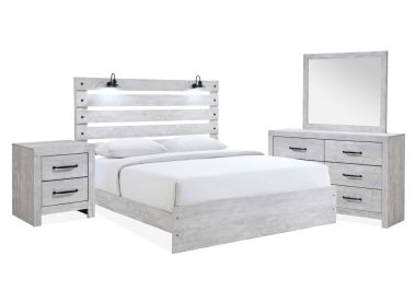 Derby Rustic White 6 Piece King Bedroom Set