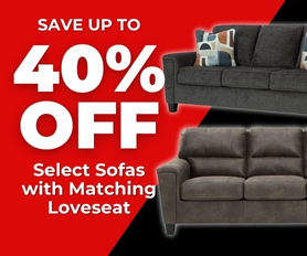 Save up to 40% Off Select Sofas